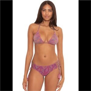 BECCA Cheryl Triangle Top size D Mosaic Corset Tie Hipster bottoms size small